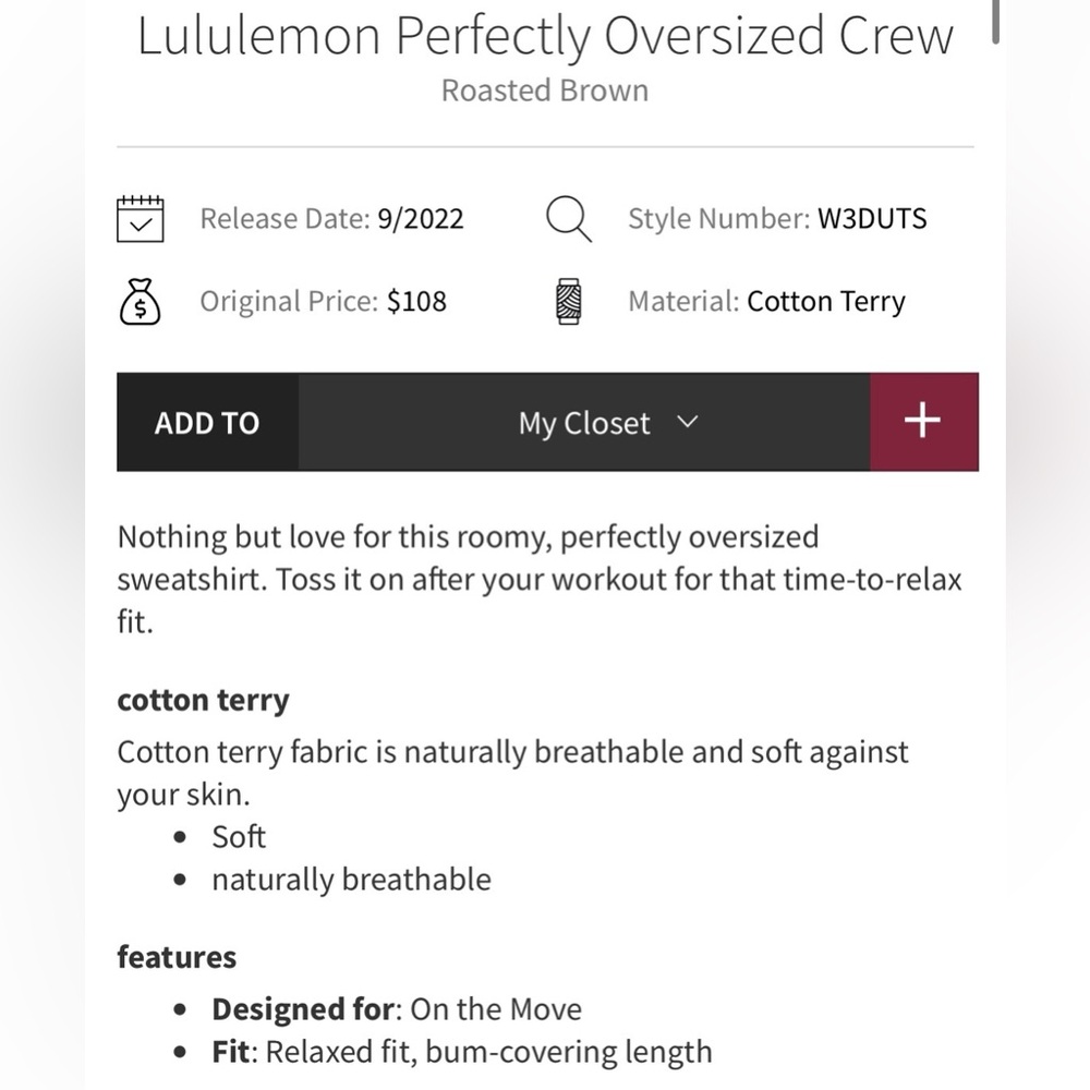 Lululemon Perfectly Oversized Crew Neck Pullover Sweatshirt - Picture 6 of 6